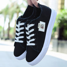 Load image into Gallery viewer, White canvas shoes Women Sneakers Flat Girl 12-18 years old Casual Female Summer Lace Up Large size 35-42 Zapatos Mujer