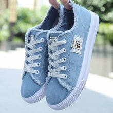 Load image into Gallery viewer, White canvas shoes Women Sneakers Flat Girl 12-18 years old Casual Female Summer Lace Up Large size 35-42 Zapatos Mujer