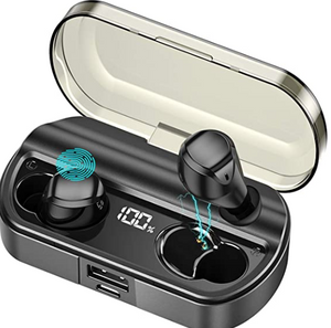 AMINY T23 Wireless Earbuds Bluetooth Headphones 80 Hrs Playtime Bluetooth Earphone IPX7 Waterproof Bluetooth 5.0 Stereo Hi-Fi Sound with Charging Case(Black)