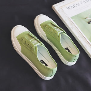 Canvas Shoes Women's 2020 Summer New Style All-match Slipon Lazy White Shoes Casual Sneakers Gumshoe Girls 35-40 Black Green